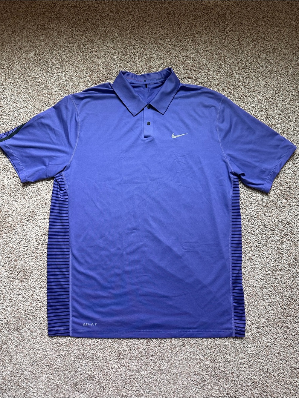 Nike Golf Tiger Woods Collection Blue Dri-FIT Polo Shirt Short Sleeve Mens Large